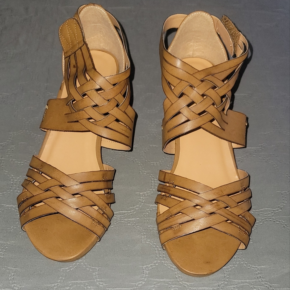 Tan Wedge Espadrille - Size 11W